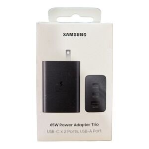 Y9-O Samsung 65W Trio Adapter‎ - USB-C X 2 Ports USB-A Port - Black